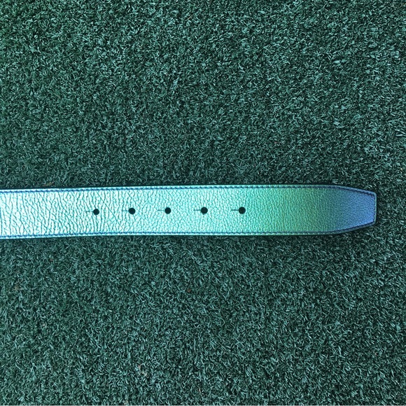 New Christian Louboutin Logo Buckle Iridescent Leather Belt Rainbow Silver 75 - Picture 9 of 16